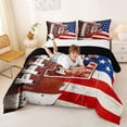 thumbnail image 3 of Erosebridal American Flag Printed Letter E Queen Comforter Set,Boys Rugby Sport Bedding Comforter Set For Kids,Reversible black,3 Pieces, 3 of 7