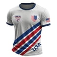thumbnail image 3 of Soccer Cup 2026 Jersey for Men, Crew Neck Short Sleeve USA Shield & Diagonal Stripes Graphic Tee - Breathable Polyester Athletic Top for Match Day & Gym Light Gray M, 3 of 5