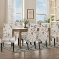 thumbnail image 2 of Printed Dining Room Chair Covers Set of 6, Stretch Kitchen Chair Covers Washable Parsons Chair Slipcover Removable Dining Chair Protectors for Hotel,Ceremony(Brown Floral), 2 of 6
