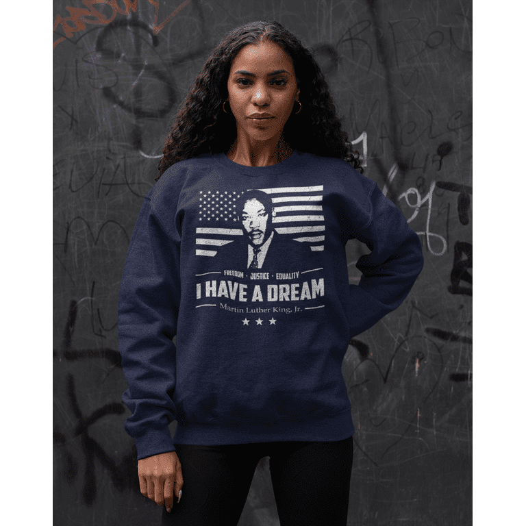 I Have A Dream Freedom Justice Equality MLK Jr Crewneck Sweatshirt M Navy