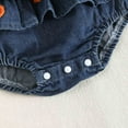 thumbnail image 6 of qiiinnHk Halloween Baby Girl Outfit Denim Jeans Romper Pumpkin/Ghost Onesie Overall Bodysuit First Halloween Girl Clothes 6-12 Months,Orange, 6 of 7