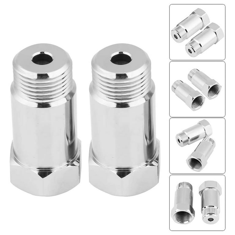 2Pcs O2 Sensor Spacer,Universal Straight Oxygen Sensor Extension Spacer  Adapter Isolator for Exhaust System with M18 x 1.5 Sensor Hole 