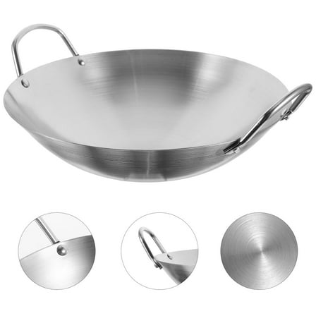 FOLOYORI 1Pack Stainless Steel Wok For Efficient And Practical Home Cooking