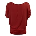 thumbnail image 3 of KOGMO Womens Solid Basic Womens Boatneck Dolman Top with Sleeve Shirring (S-3X), 3 of 6