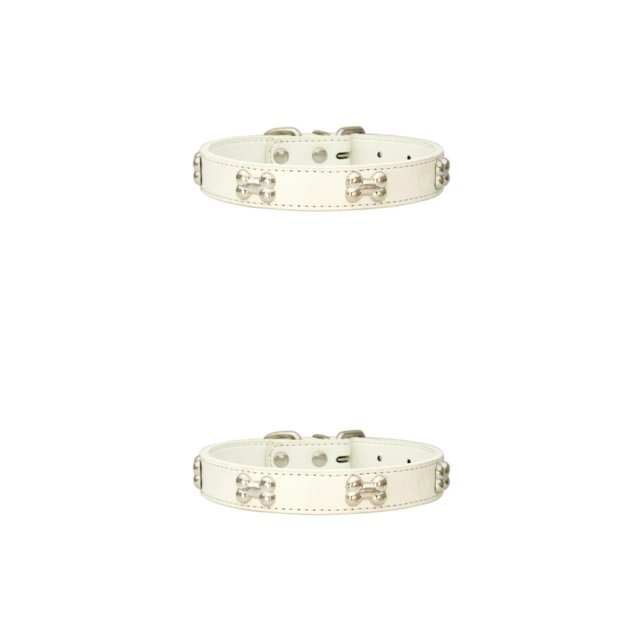 Guardoinrt Comfortable Wear In Multiple Sizes With Stylish PU Multiple Sizes Available PU Cat Collar white 1.5*30cm 2Set