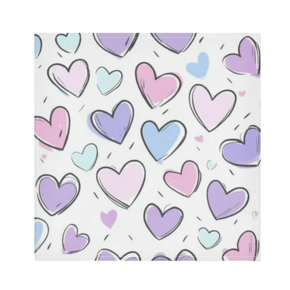 Satin Napkin Square 20 Inches Soft Smooth Decorative Napkins for Party Wedding Banquet and Dinner Pink and Purple Hearts