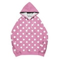 thumbnail image 5 of XPMWRP Women's Polka Dot Printed Oversized Hoodie Sweatshirt Loose Comfortable Cute Pullover Long Sleeve Crewneck Casual Sweatshirt with Pockets Pink XXL, 5 of 5