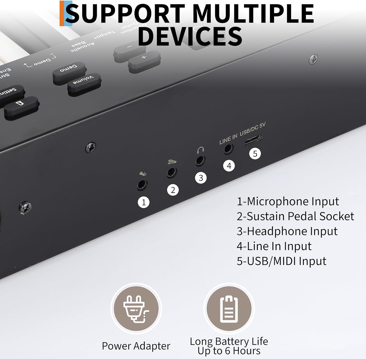 61-Key Portable Keyboard Piano,Electronic Keyboard Piano with Music Stand & Power Adapter, For Beginners to Professional Players,for Birthday or Christmas Gift