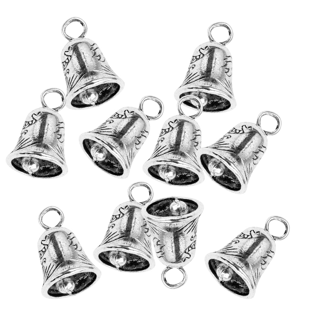 chiwanji 10Pcs Tibetan Silver Christmas Bell Charms Pendants for Jewelry Making Creating and Embellishing