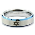 thumbnail image 3 of MJ Metals Jewelry Men's / Women's White Tungsten Carbide Star of David Blue Plated Edges Wedding Band 6mm Ring Size 9.5, 3 of 4