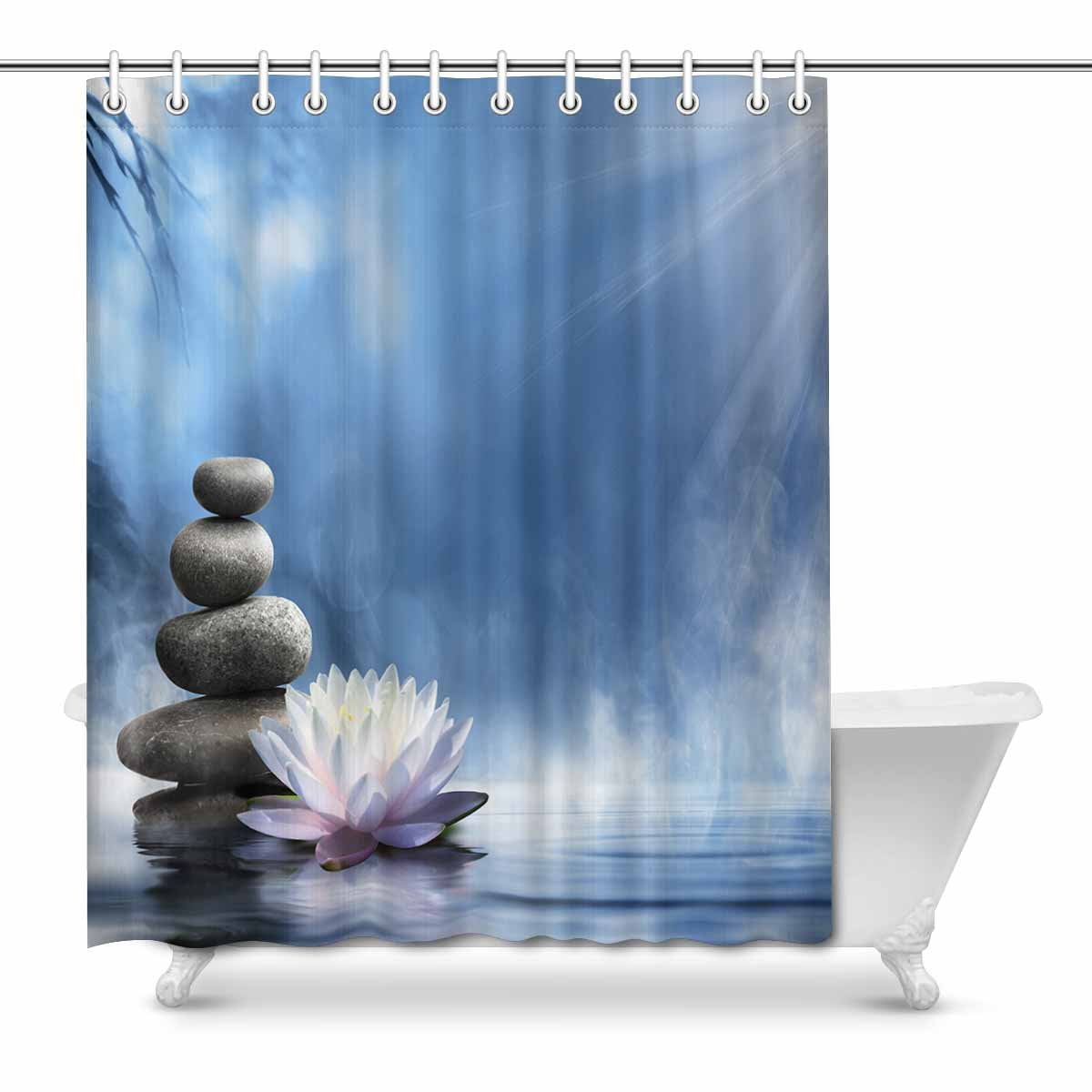 Shower Curtains 72x72 Zen Lotus Flower Bathroom Waterproof Fabric Shower Curtain Sets 12 Hooks Home Garden Vibranthns Lk
