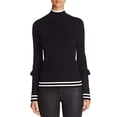 thumbnail image 3 of Marled Women's Track Stripe Ruffle Trim Sweaters, Black, Small, 3 of 5