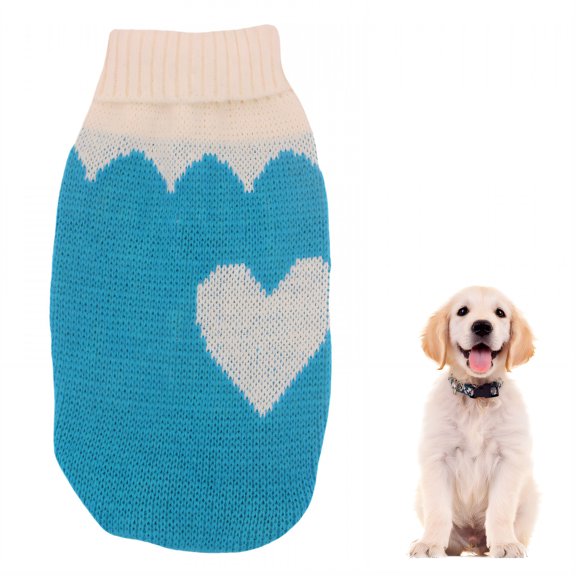 TELOLY 1Pcs Cat Sweater,Acrylic Dog Onesie,Kitten Clothes,Blue,Xxl
