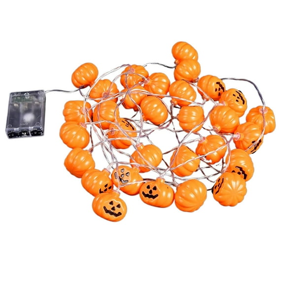 Pumpkin Halloween String Lights, LED Battery Powered Lights, Flexible Copper Wire Jack-O-Lantern Lights for Halloween Party Decorations