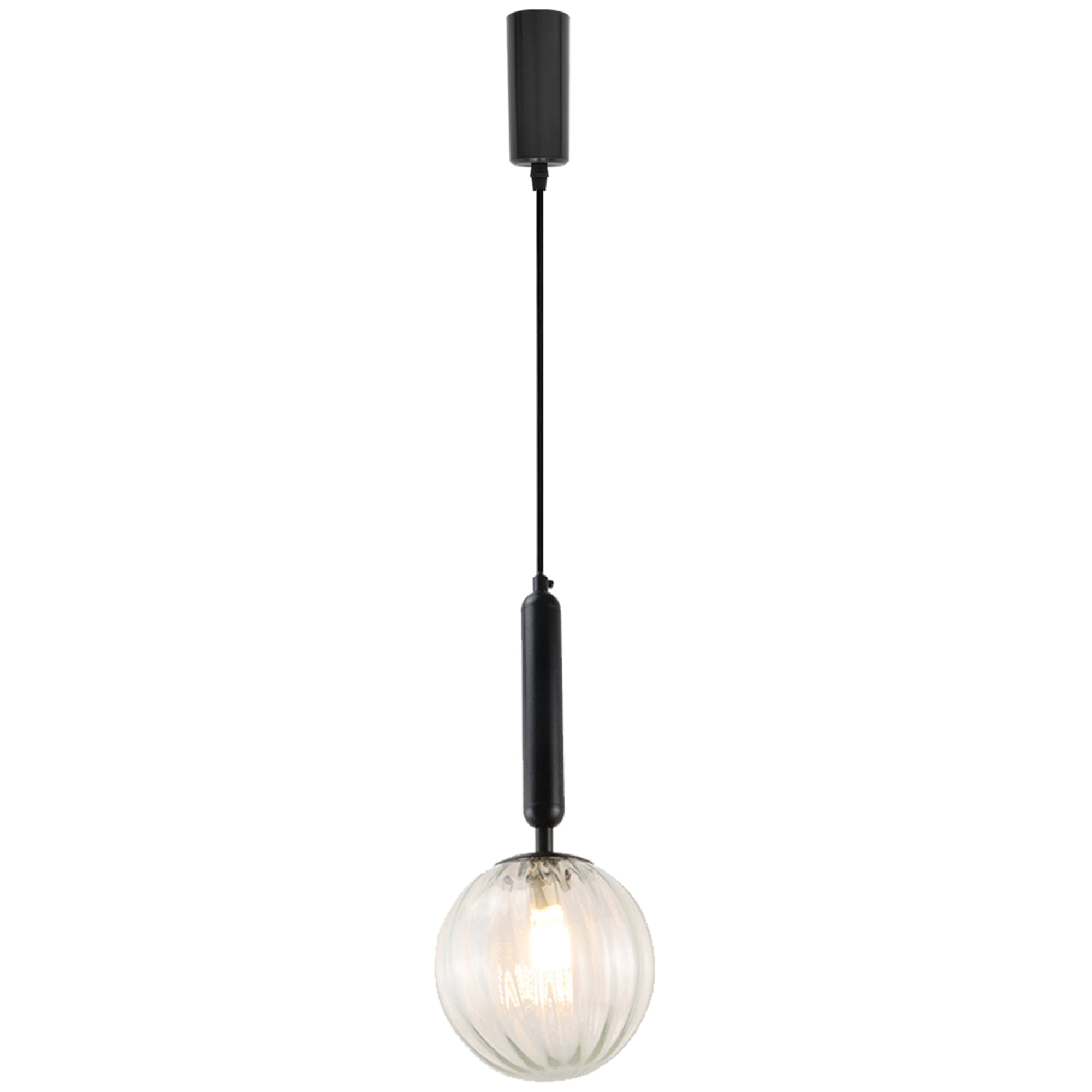 SKIVTGLAMP H-Type Track Lighting Pendants – 3-Light Kit, Adjustable Height 4ft Cord, Clear Glass Globe, Wood Finish E26 Socket, Dimmable