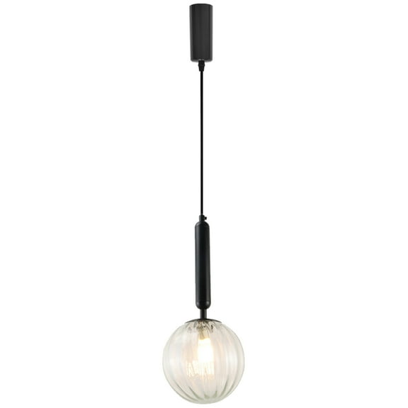 Kiven H-Type Track Lighting, 1-Light Modern Halo Track Pendant Light with Glass Shade & E12 Socket, Adjustable Length