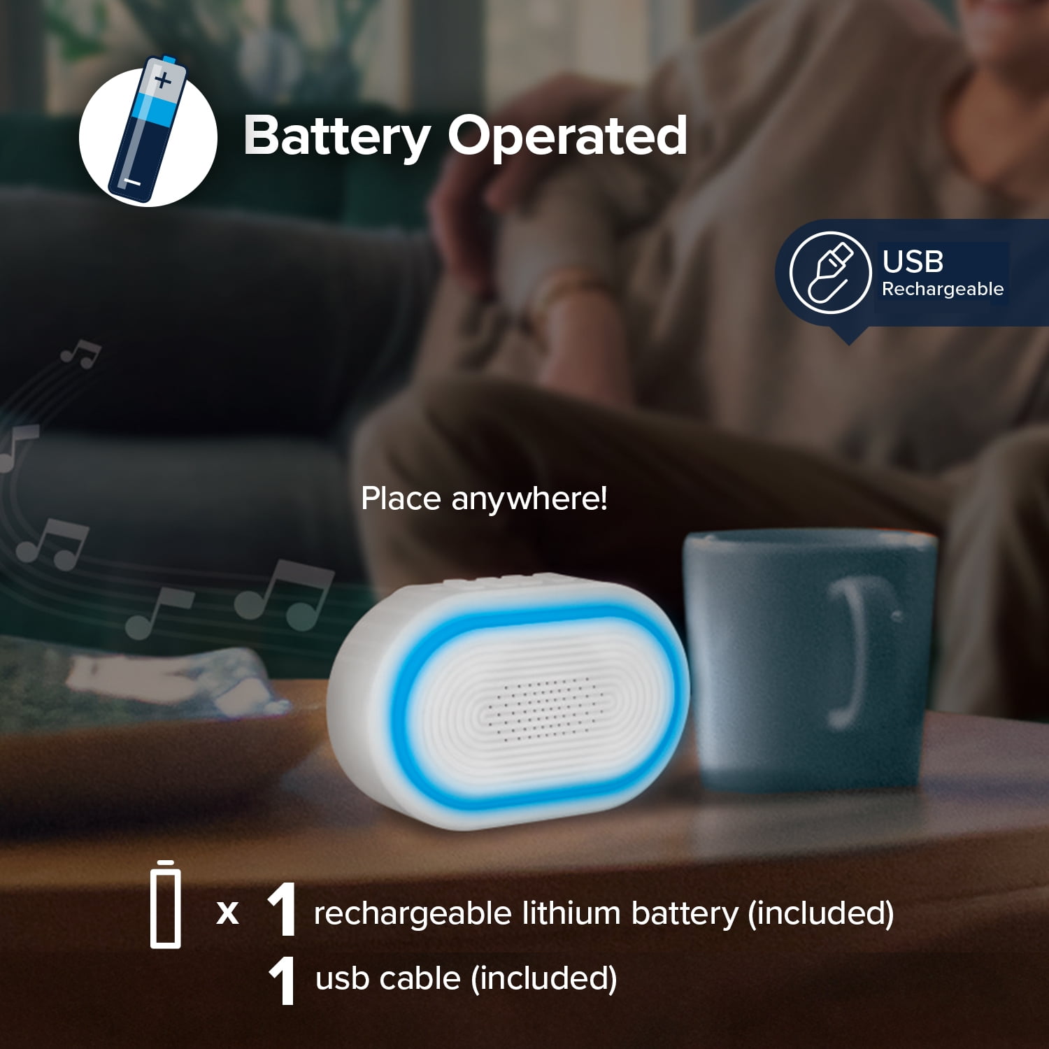 Heath Zenith Heath Zenith White Plastic Wireless Battery-Operated USB-Rechargeable Lighted Doorbell Kit (USB Cable Included)