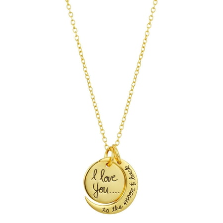 Believe by Brilliance Women's Gold Plated "I Love You to the Moon & Back" Necklace