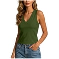 thumbnail image 3 of New Summer Tank Tops for Women, V-Neck Sleeveless Loose T-Shirt, Comfy Breathable Casual Basic Tanks Green-a L, 3 of 8