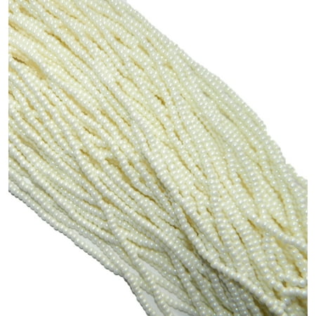 Long Strand Pearls - Light Pearl Luster Czech 8/0 Glass Seed, Loose Beads, 12 Strand Hank Preciosa