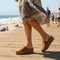 thumbnail image 3 of Women’s Platform Wedge Slide Sandals Cushioned Open Toe Slip On with Studded Strap, 3 of 5