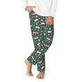 thumbnail image 2 of Wukai Santa Hat Joy Green Festive Print Teenagers' Pajama Pant Sleep Pajama Lounge Pant PJ Bottoms with Pockets and Button Fly(Available in Big & Tall)-Medium, 2 of 6