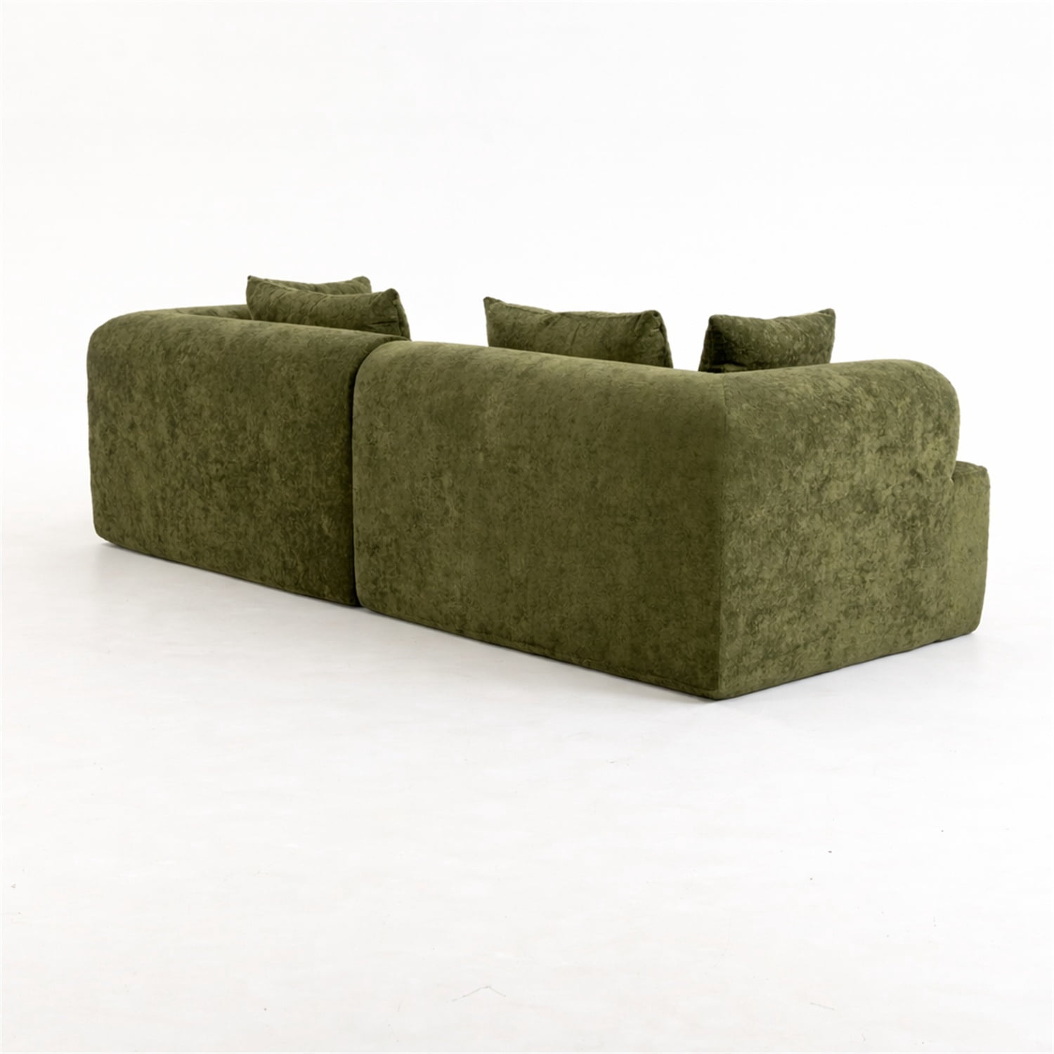 Hommoo 96" Full-Foam Modular Sofa, Deep Seat Flannelette Compressed Couch, 2-Seater Upholstered Sofa for Living Room Apartment, Green