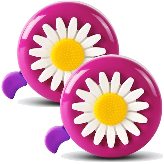 LADYGYM Bike Bell for Kids, 2-Pack Cute Pink Flower Pattern Bicycle Horn, Loud & Clear Ring for Girls, Universal Handlebar Cycling Safety Accessory