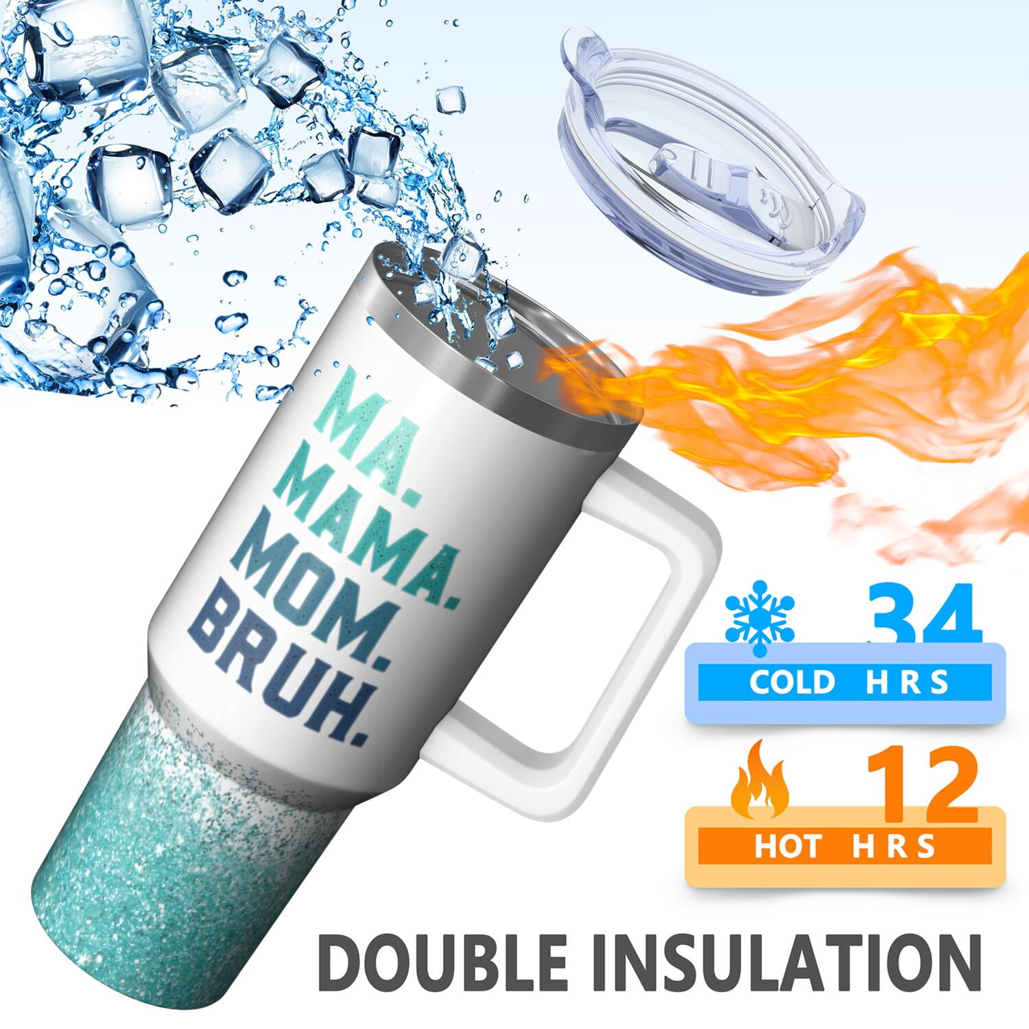 Mom Gift from Daughter Son Kids - Extra Large 40 Ounce Tumbler Cup - Best Birthday Christmas Mothers Day Gift for Mom - Insulated Steel Mug with Lid