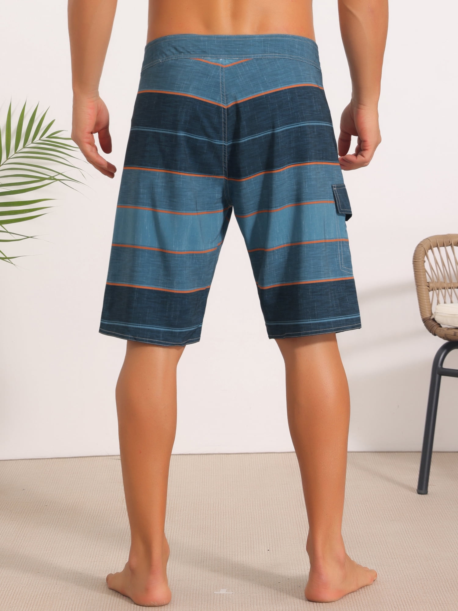 DARING DIVA Men's Colorblock Beach Shorts Drawstring Shorts with Side Pocket 28 Dark Blue