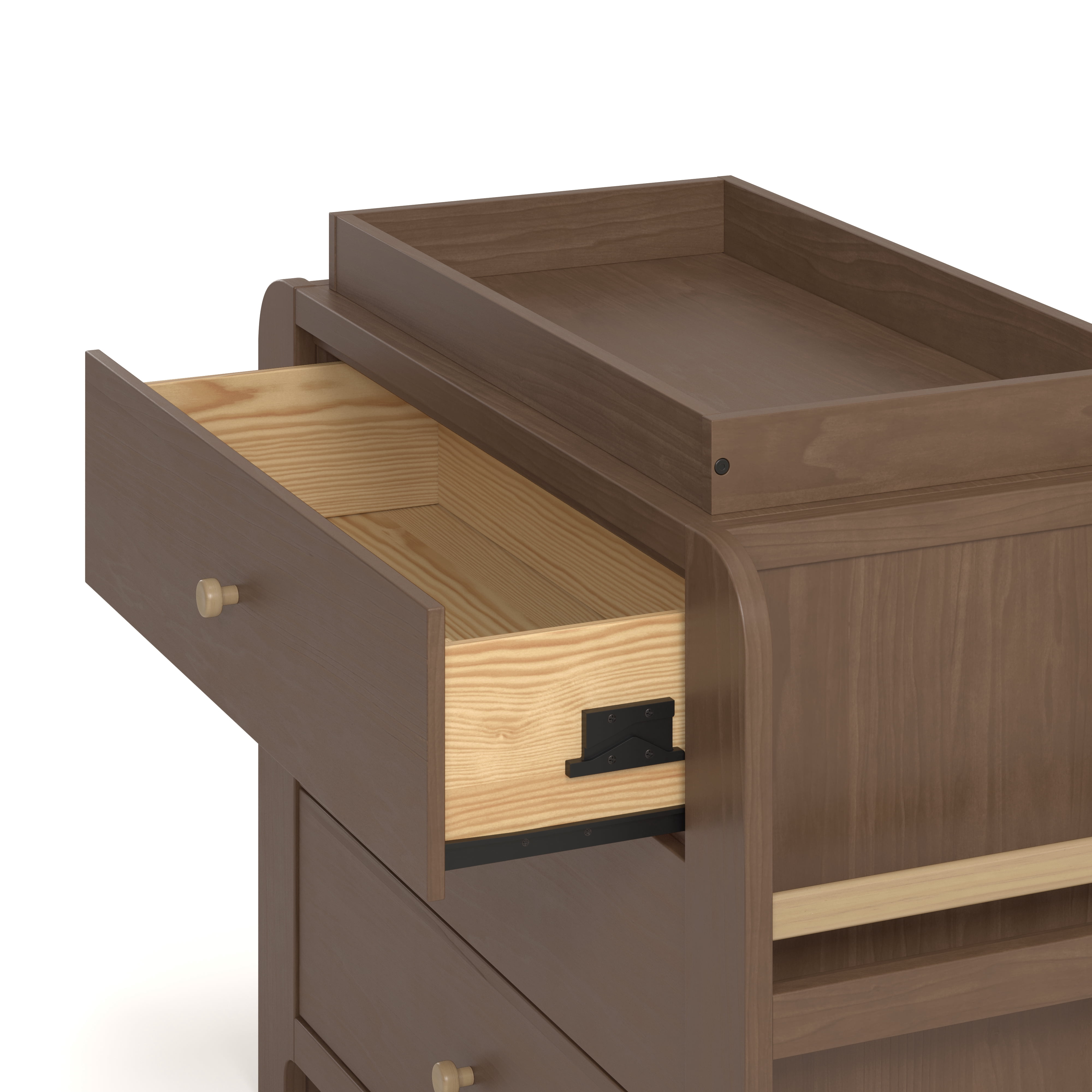 Graco Read-with-Me 3 Drawer Chest with Bookshelves and Removable Changing Topper, Hazelnut with Driftwood
