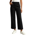 thumbnail image 2 of Levmjia Women's High Waisted Wide Leg Pants Casual Solid Color Straight Leg Trousers with Button Detail and Pockets Loose Fit Long Pants for Women Daily Wear, 2 of 9