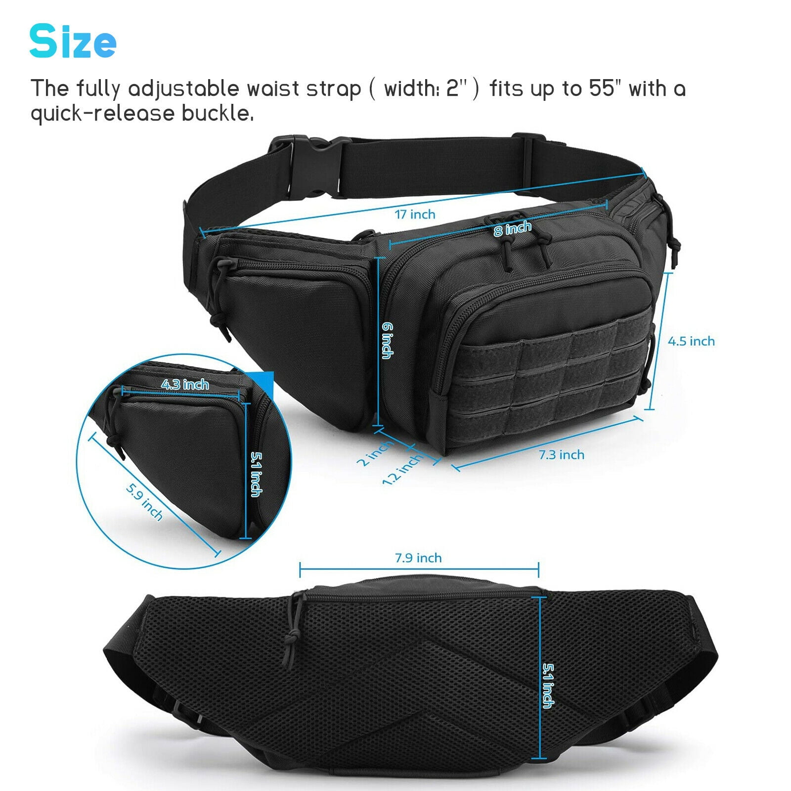 Oxford Multi-Pocket Tactical Style Waist Bag ☢️ ATLAS 1