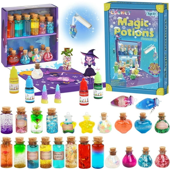 Transemion Kit de Potions Magiques Féeriques pour Enfants - 22 et Bouteilles de potion Magiques pour Décorations, Jouet d'Artisanat pour Filles, Jouets Amusants pour Fille 6 8 9 10 23.5-15.5-5.9