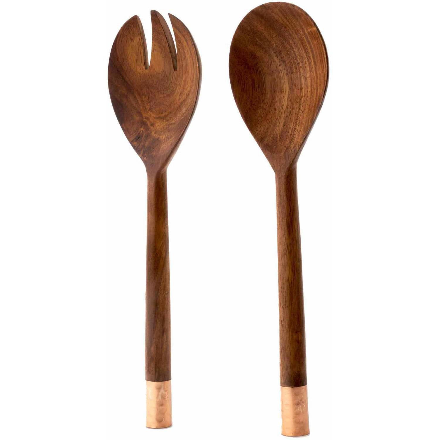 NEW Wooden Salad Serving Spoon And Fork Set Appx 12" long 