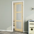 thumbnail image 2 of 28" x 80" 3 Panel Frosted Glass Pine Wood Interior Door Slab, Solid Door Panel as Barn Door, French Door, Prehung Door-as Panty Door, Closet Door, Unfinished Knotty Natural Wood & Ready-to-Stain, 2 of 9