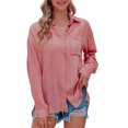 thumbnail image 1 of Camisa holgada de gasa de manga larga con botones a rayas para mujer Camisas de gran tamaño para pri Abanopi Grande, 1 of 7