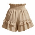 thumbnail image 7 of Zynoxe Skorts for Women Comfort Elastic Waist Womens Solid Color Skorts Trendy Versatile Tiered Ruffled Hem Mini Skirt Shorts Lightweight Breathable Cotton Linen Summer Skorts S, 7 of 7