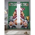 thumbnail image 2 of IT'S GAME Sheer Curtains 2 Panels Set TIME Rugby Sport Hat Gnome Retro Green Modern Sheer Window Curtains Light Filtering Rod Pocket Voile Drapes for Bedroom Living Room 52"X96", 2 of 8