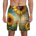 thumbnail image 2 of Picia Artistic Oil Painting Sunflower pattern Mens Swim Trunks with Compression Liner Stretch Beach Shorts Quick Dry with Zipper Pockets No-Chafing Board Shorts-X-Large, 2 of 9
