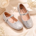 thumbnail image 5 of Berhood Girls Dress Shoes Casual Mary Jane Shoes Slip on Wedding Party Princess Shoes Silver 1 Big Kid, 5 of 6