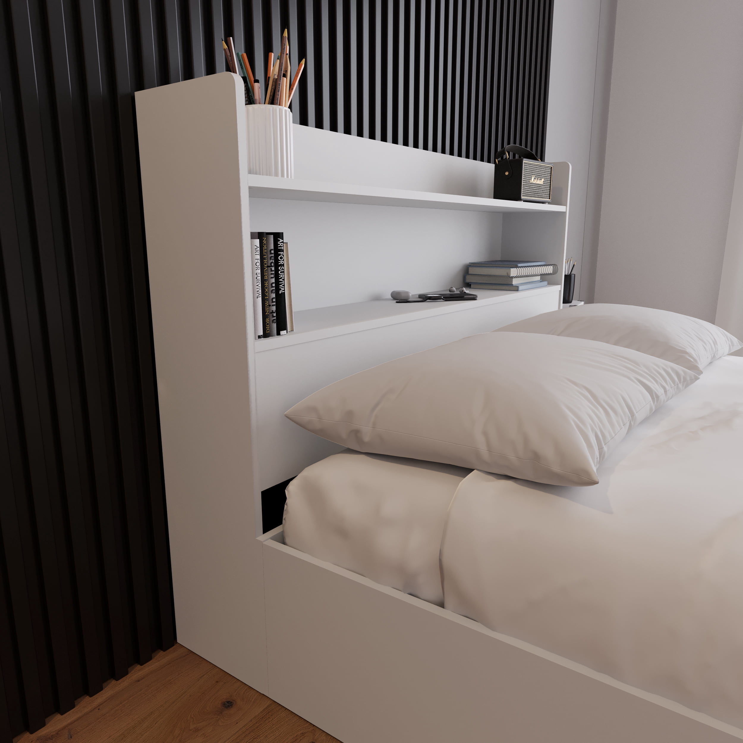 Nexera Hunter Full Size Bookcase Headboard, White