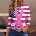 thumbnail image 5 of Nfurl Breast Cancer Shirts for Women Pink Ribbon Print Loose Casual 3/4 Sleeve T Shirts Inspirational T-shirts Breast Cancer Awareness Clothes Pink,L, 5 of 7