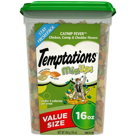 TEMPTATIONS MixUps Cat Treats Catnip Fever Flavor, 16 oz. Tub (Value