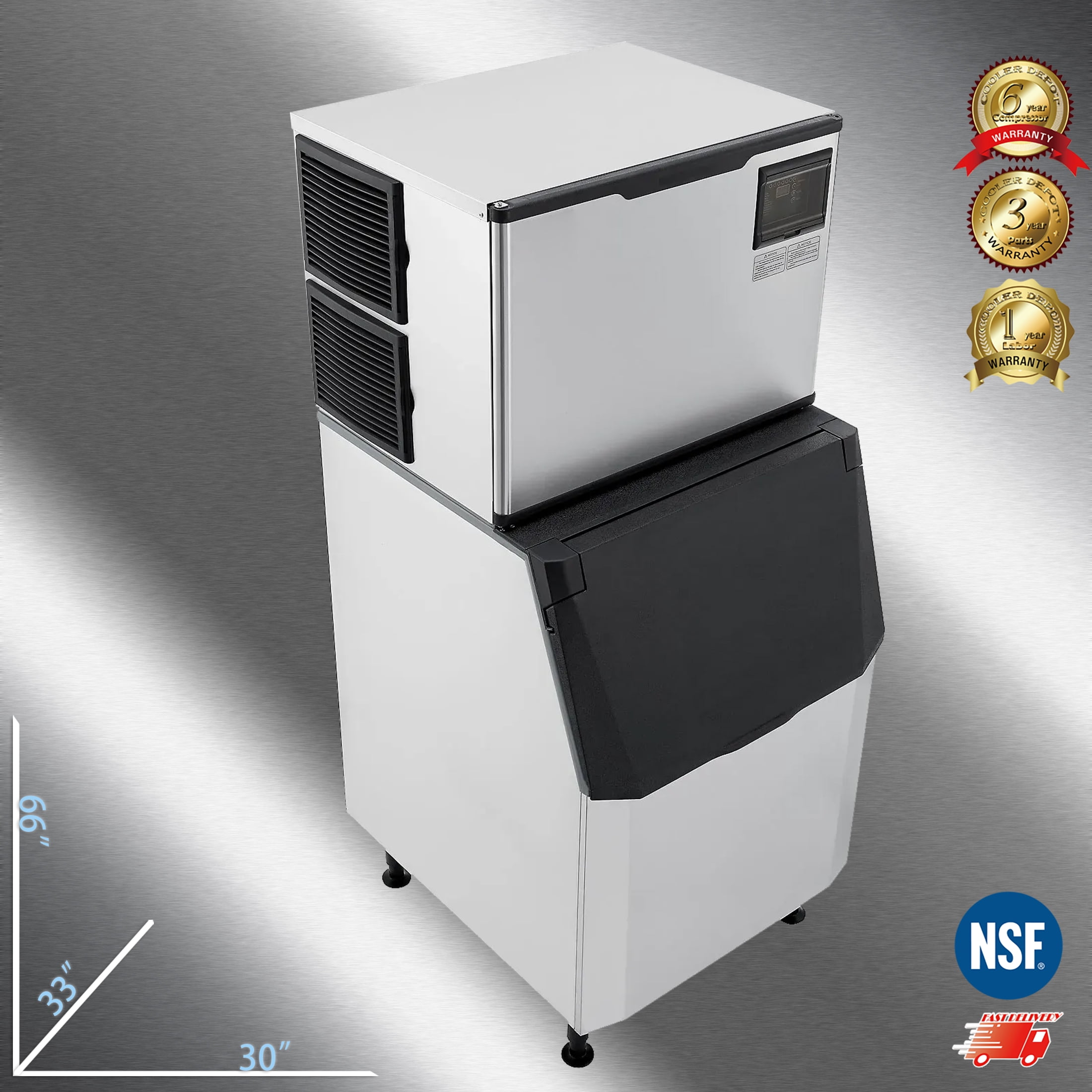 Cooler Depot 1000 lb Commercial Half Cube Ice Maker Machine for Milk Tea & Coffee, NSF-Certified, Model SK-1029