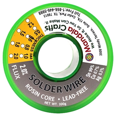 Mandala Crafts 60/40 Rosin Core Solder Wire - 1mm, 50g Roll, 2% Flux, For Electronics, Stained Glass, DIY
