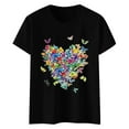 thumbnail image 4 of WEIYLL Womens T Shirts Short Sleeve Colorful Heart Print Black Tee Sizes XL, 4 of 4