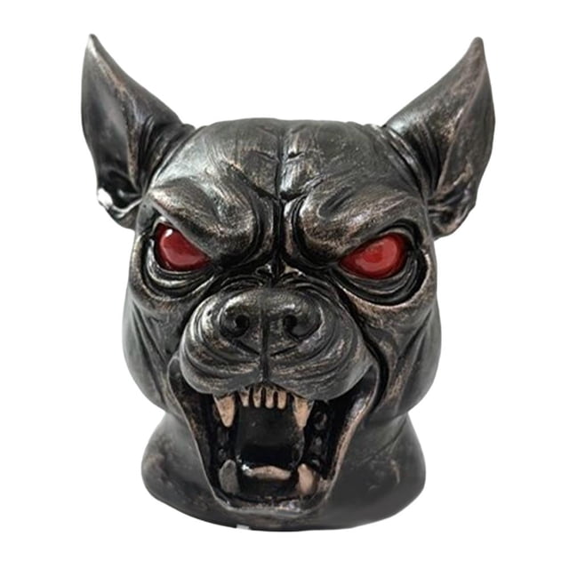 Décoration de Capot de Voiture Chien Diable - Ornement de Capot de Moteur 3D, Tête de Chien Démoniaque Agressive avec Yeux Rouges et Crocs, Accessoire Extérieur Auto Unique