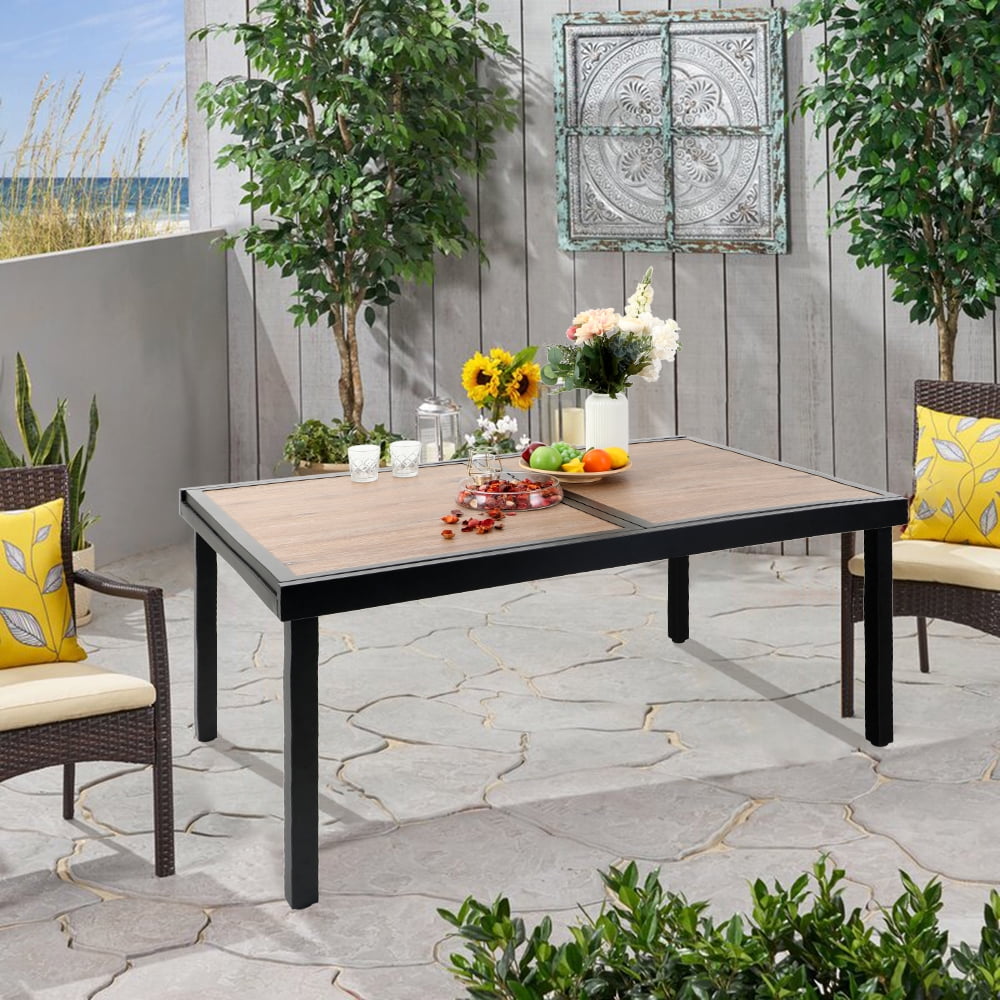 MF Studio Outdoor Steel Dining Table, Black/Brown - Walmart.com