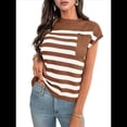 thumbnail image 1 of Suéter Informal de Cuello Redondo y Rayas con Aguja Gruesa para Mujer, Caramelo, Talla XL, 1 of 7